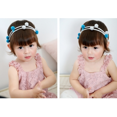 High Quality Handmade Cotton Wool Ball Colorful Hair Accessories Girls Headband Hair Band